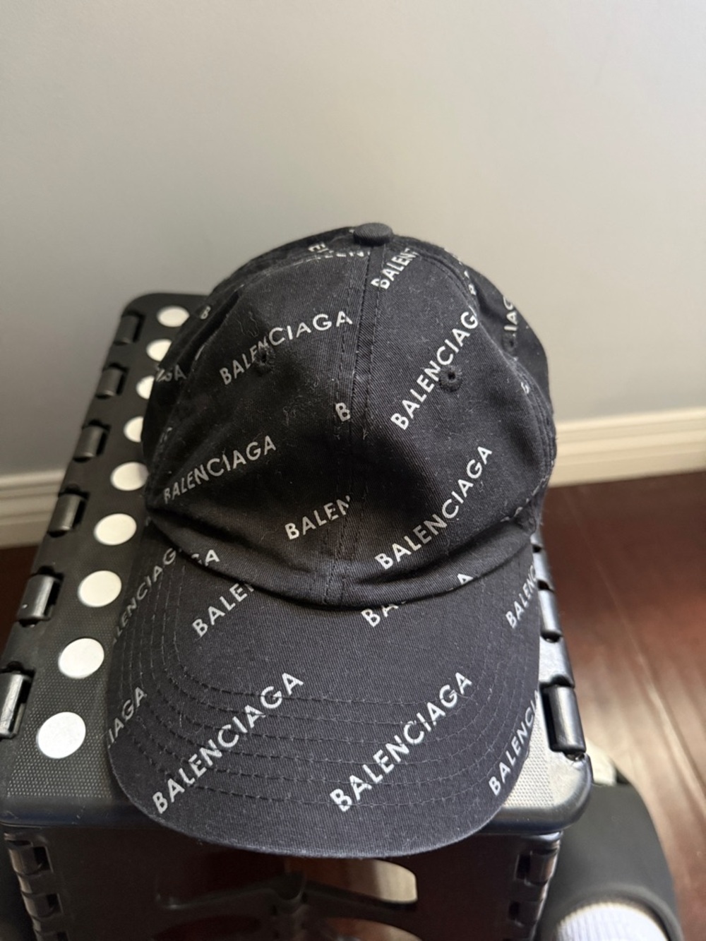 Balenciaga Black Cap with White Logo Print